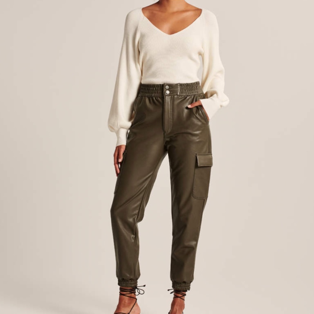 Abercrombie & Fitch Vegan Leather Cargo Joggers